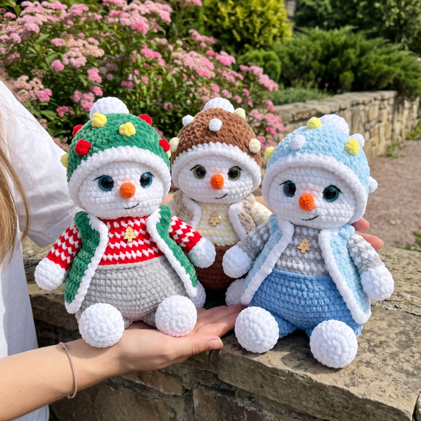 Snowman Crochet Pattern ⛄ Amigurumi Plush PDF | Snowman with Vest & Cap