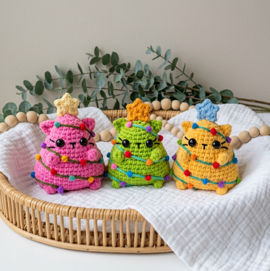No-Sew Cat Tree Crochet Pattern 🎄🐱 Catmas Tree Ornament PDF