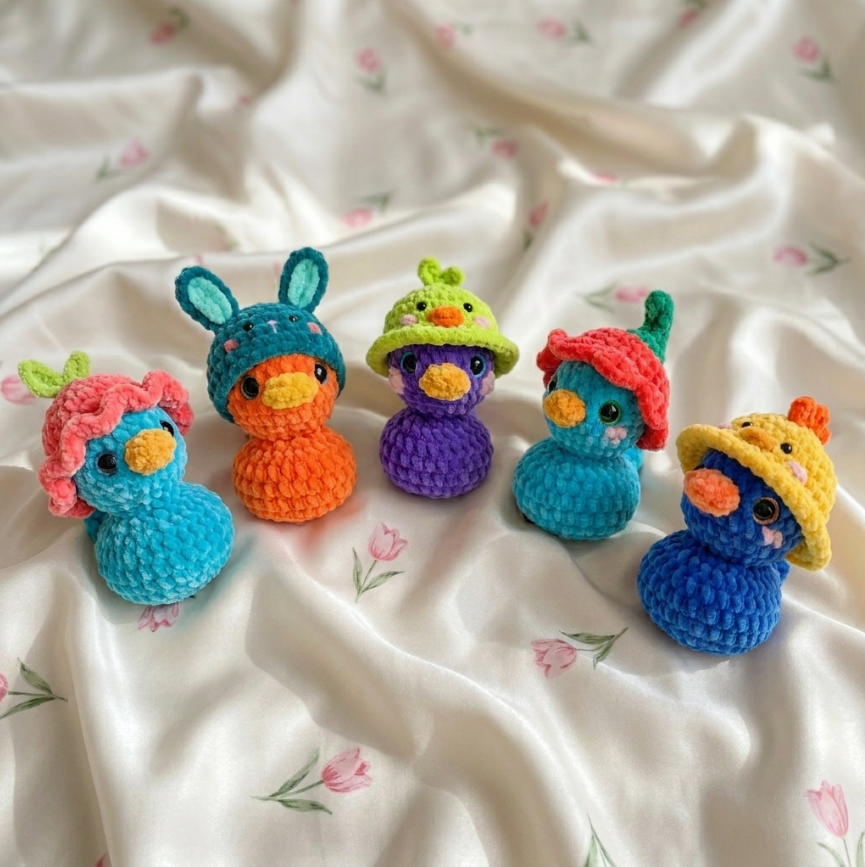 No-Sew Rubber Duck Crochet Pattern 🐥 5-in-1 Cute Animal Hats Bundle (PDF)