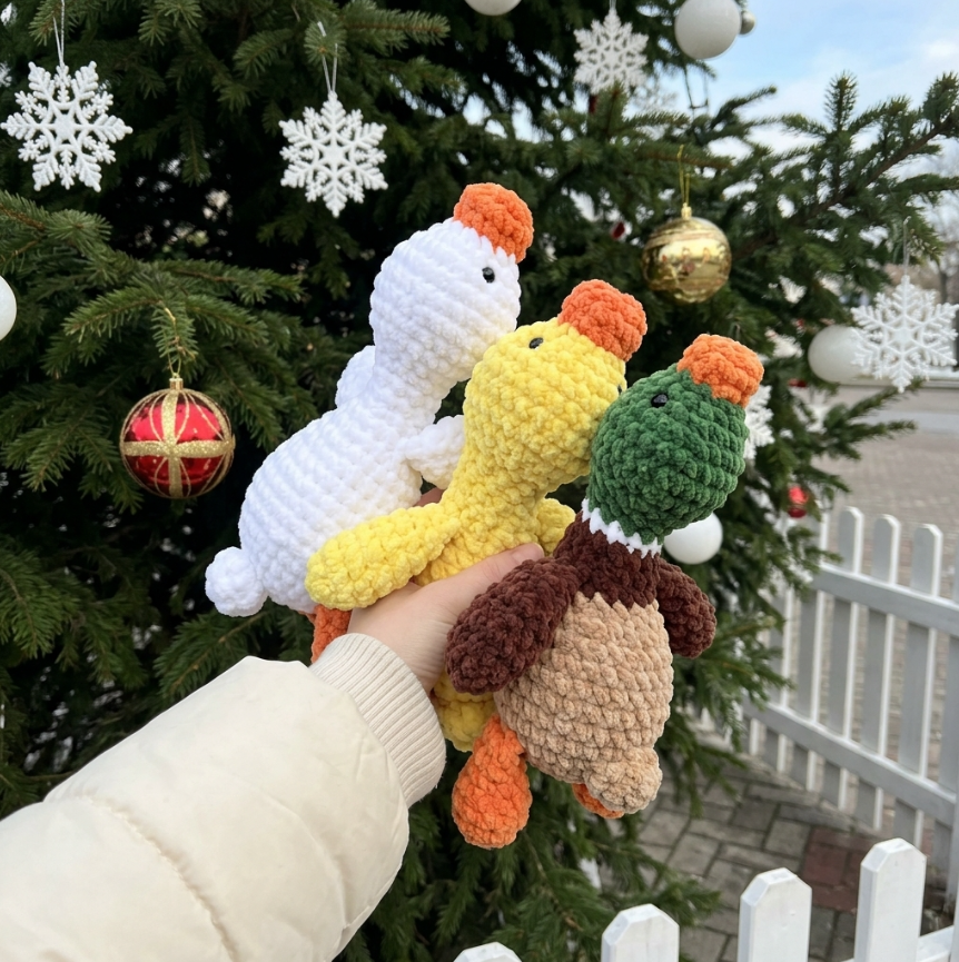 3-in-1 Duckling & Goose Crochet Pattern 🐥🪿 No-Sew Amigurumi PDF