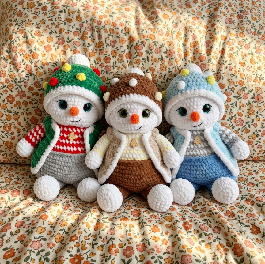 Snowman Crochet Pattern ⛄ Amigurumi Plush PDF | Snowman with Vest & Cap