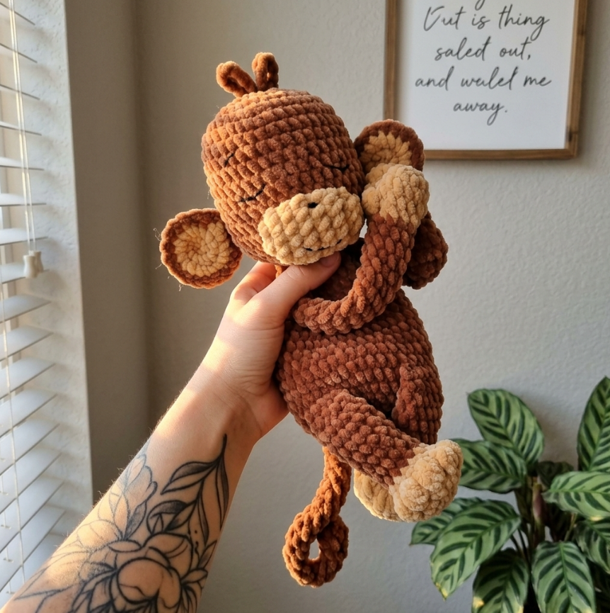 Sleeping Monkey Crochet Pattern 🐒 Snuggler Amigurumi Plush PDF | Easy Crochet