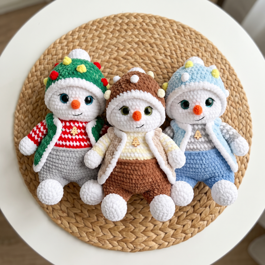 Snowman Crochet Pattern ⛄ Amigurumi Plush PDF | Snowman with Vest & Cap