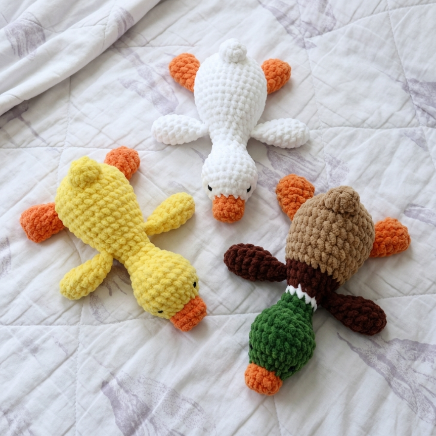 3-in-1 Duckling & Goose Crochet Pattern 🐥🪿 No-Sew Amigurumi PDF