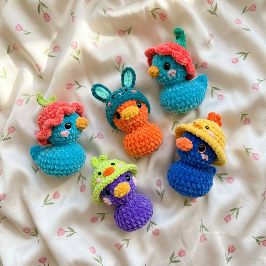 No-Sew Rubber Duck Crochet Pattern 🐥 5-in-1 Cute Animal Hats Bundle (PDF)
