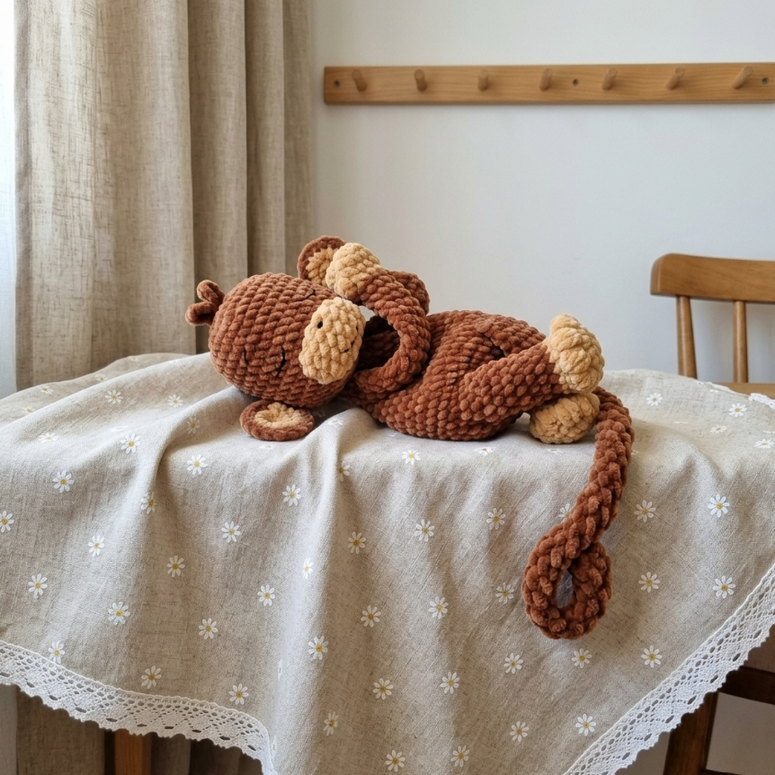 Sleeping Monkey Crochet Pattern 🐒 Snuggler Amigurumi Plush PDF | Easy Crochet
