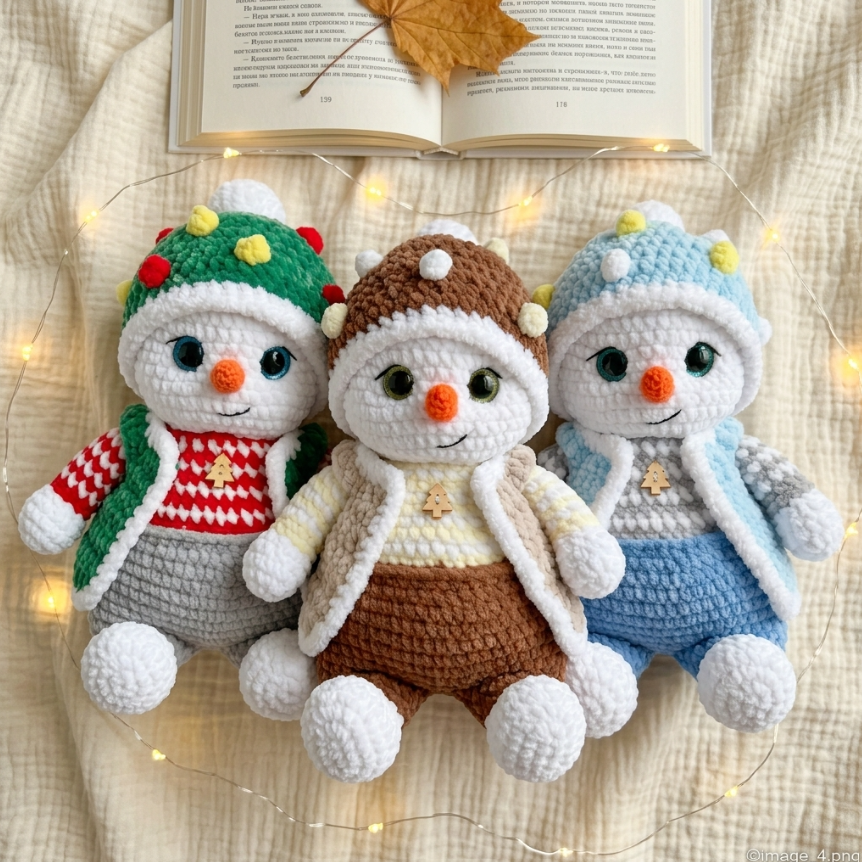 Snowman Crochet Pattern ⛄ Amigurumi Plush PDF | Snowman with Vest & Cap