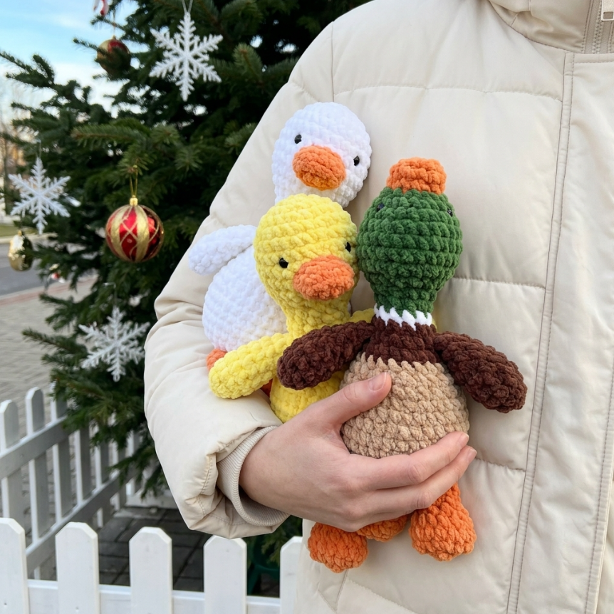 3-in-1 Duckling & Goose Crochet Pattern 🐥🪿 No-Sew Amigurumi PDF